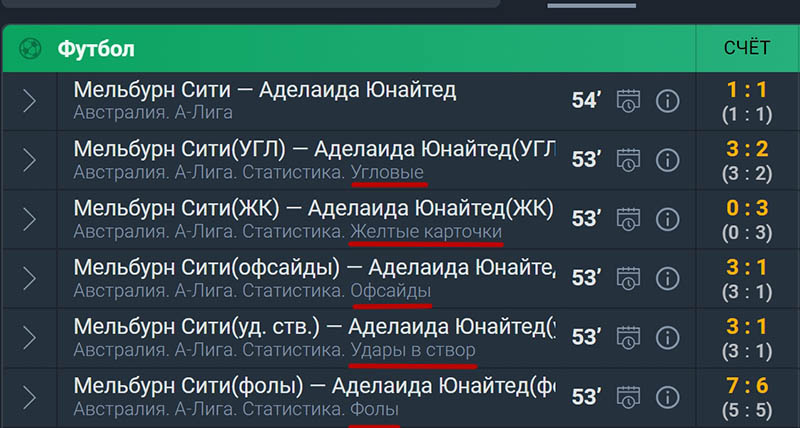 Линия на статистику в Live