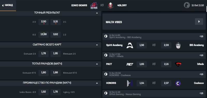 Роспись на киберспортивный матч