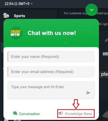 Окно live-чата в БК Ноксвин