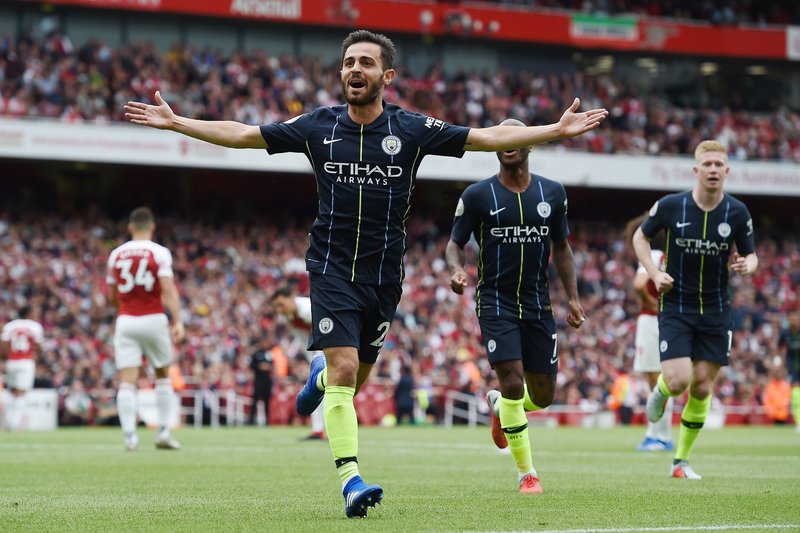 Бернарду Силва празднует свой гол «Арсеналу»