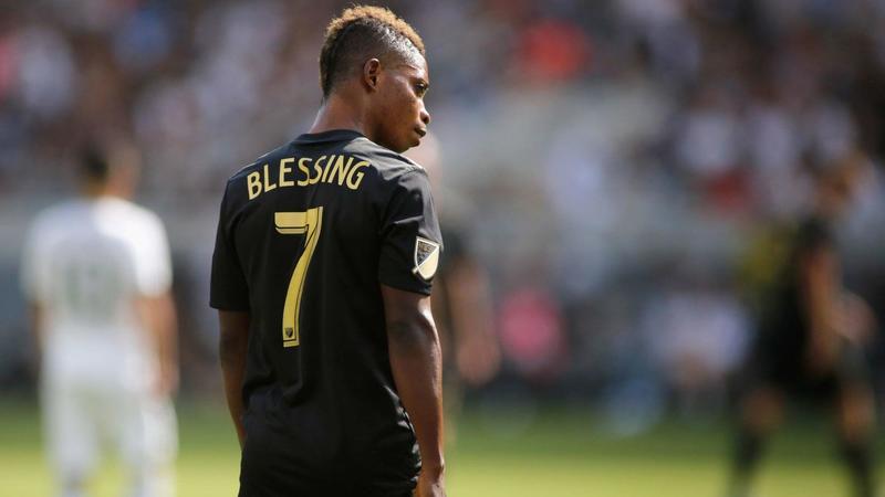 Латиф Блессинг в матче против «Нью-Йорк Ред Буллз»