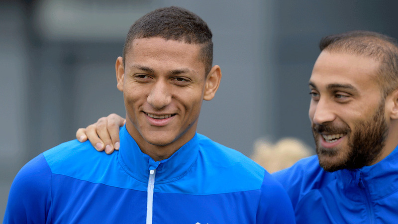 Ришарлисон на тренировке «Эвертона» перед матчем против «Арсенала»