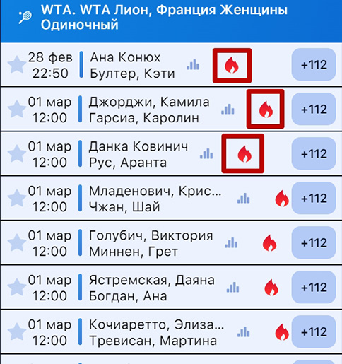 Популярные матчи